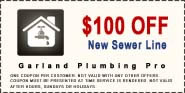 $100 off new garland plumbing sewer line